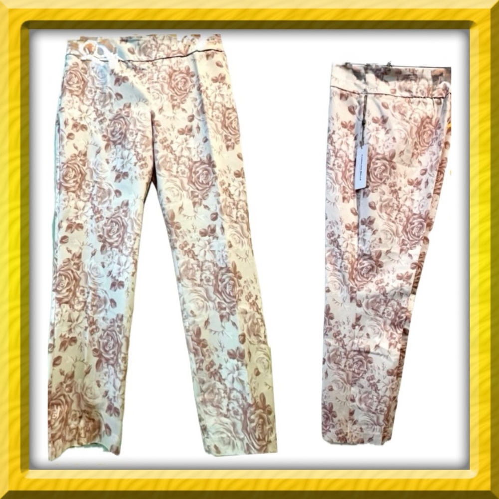 Pants - Carolina Belle  pull on - pink & off white roses - size 10 - NWOT BOGO